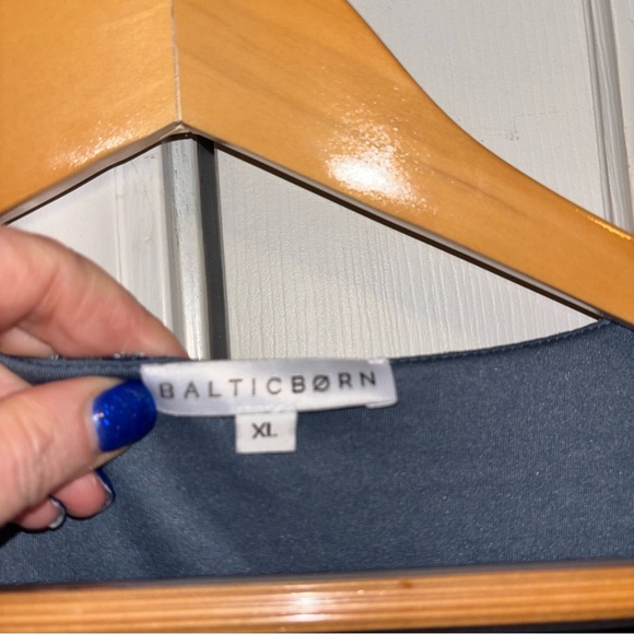 Baltic Born Veronica whisper blue flocked velvet maxi dress front slit XL - Picture 2 of 7